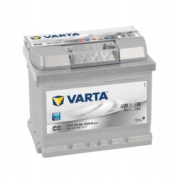 Strieborná dynamická batéria, 12 V, 52 Ah, Varta