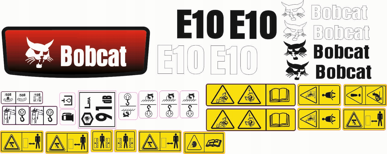 BOBCAT E10 obtisky samolepky