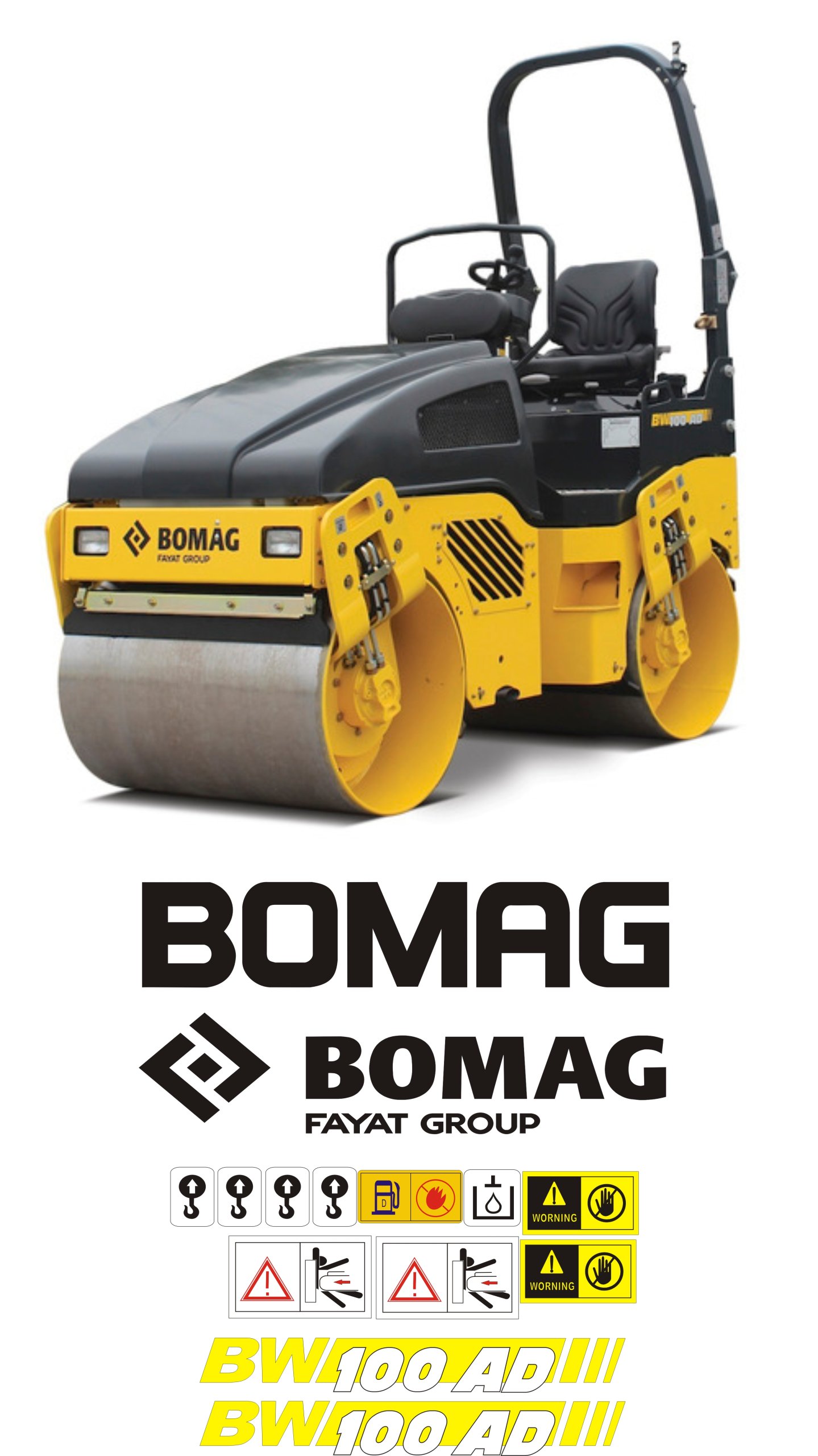 Nálepka s nálepkou BOMAG 100AD