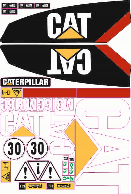 MAČKA CATERPILLAR M316C NÁLEPKY NÁLEPKA