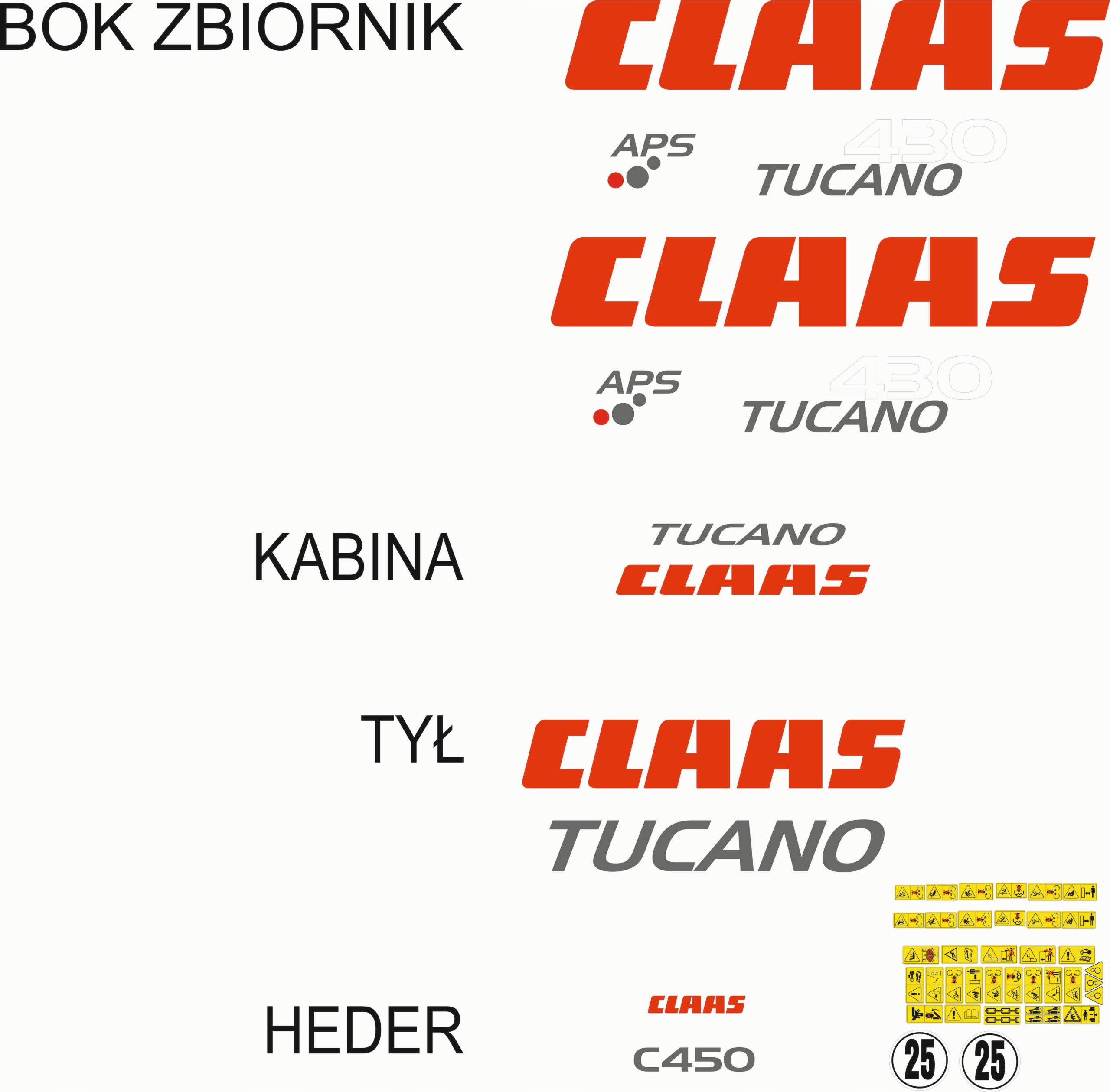 CLAAS TUCANO 430 samolepiace obtisky