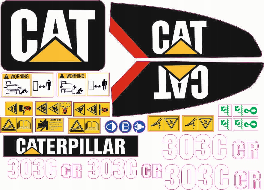 Cat 303C CR štítok s nálepkou