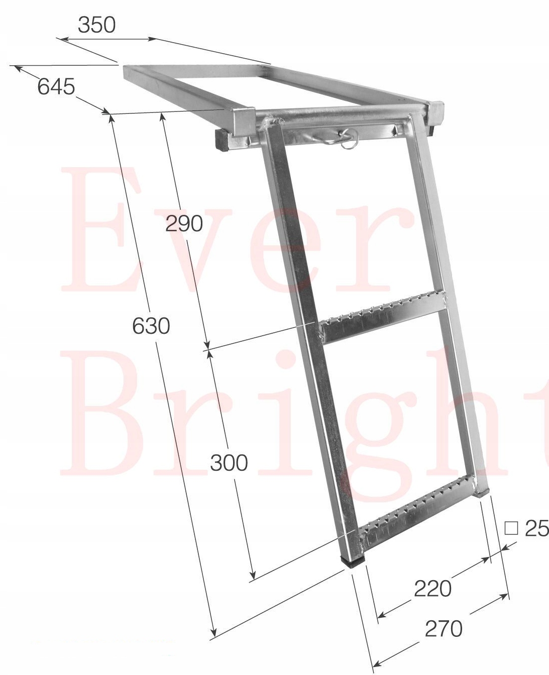 Nastaviteľný rebrík VÝŠKA KROKU 630 mm