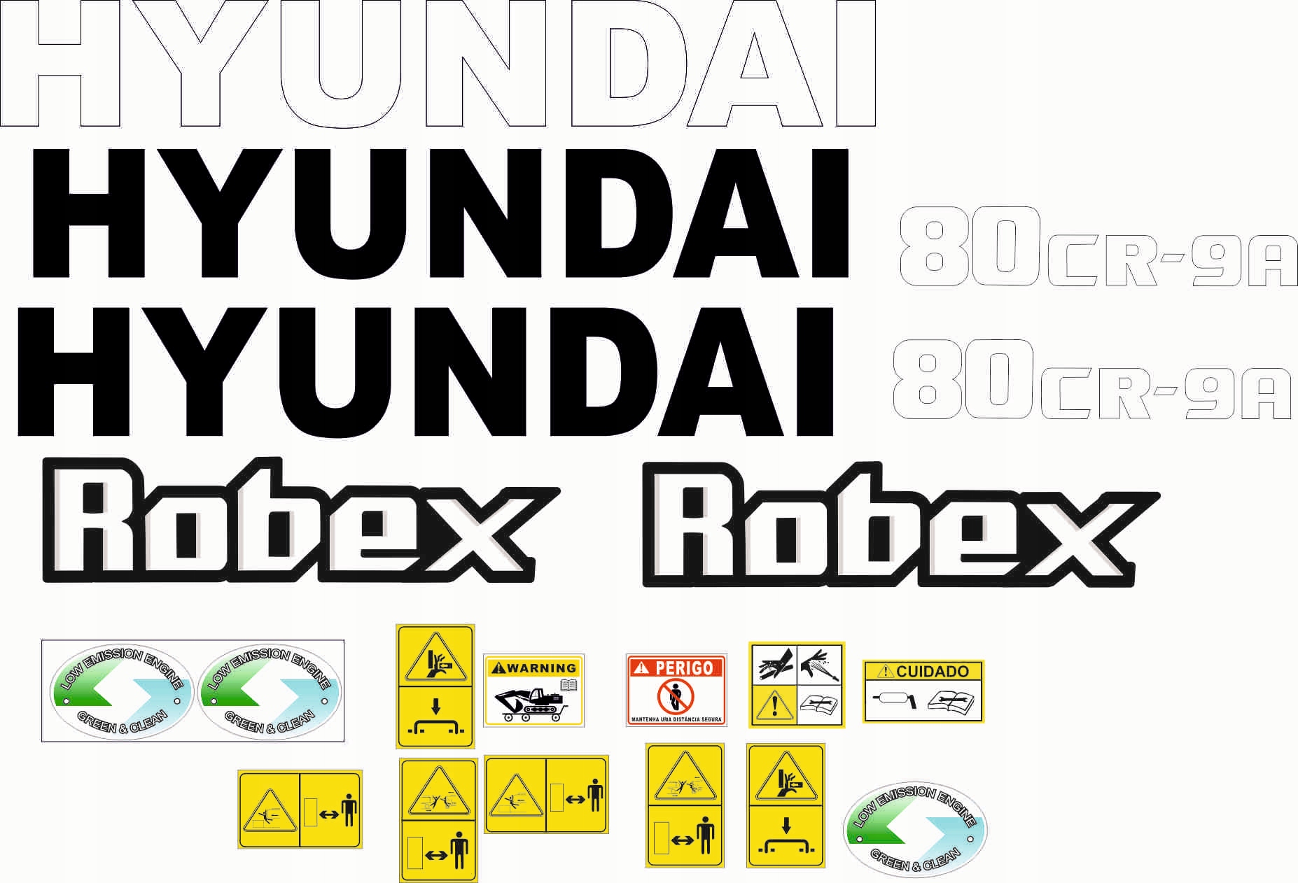 HYUNDAI ROBEX 80CR-9A obtisky samolepky