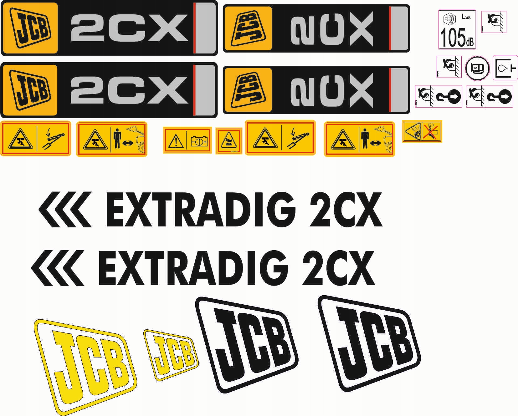 Obtlačky samolepiek JCB 2CX