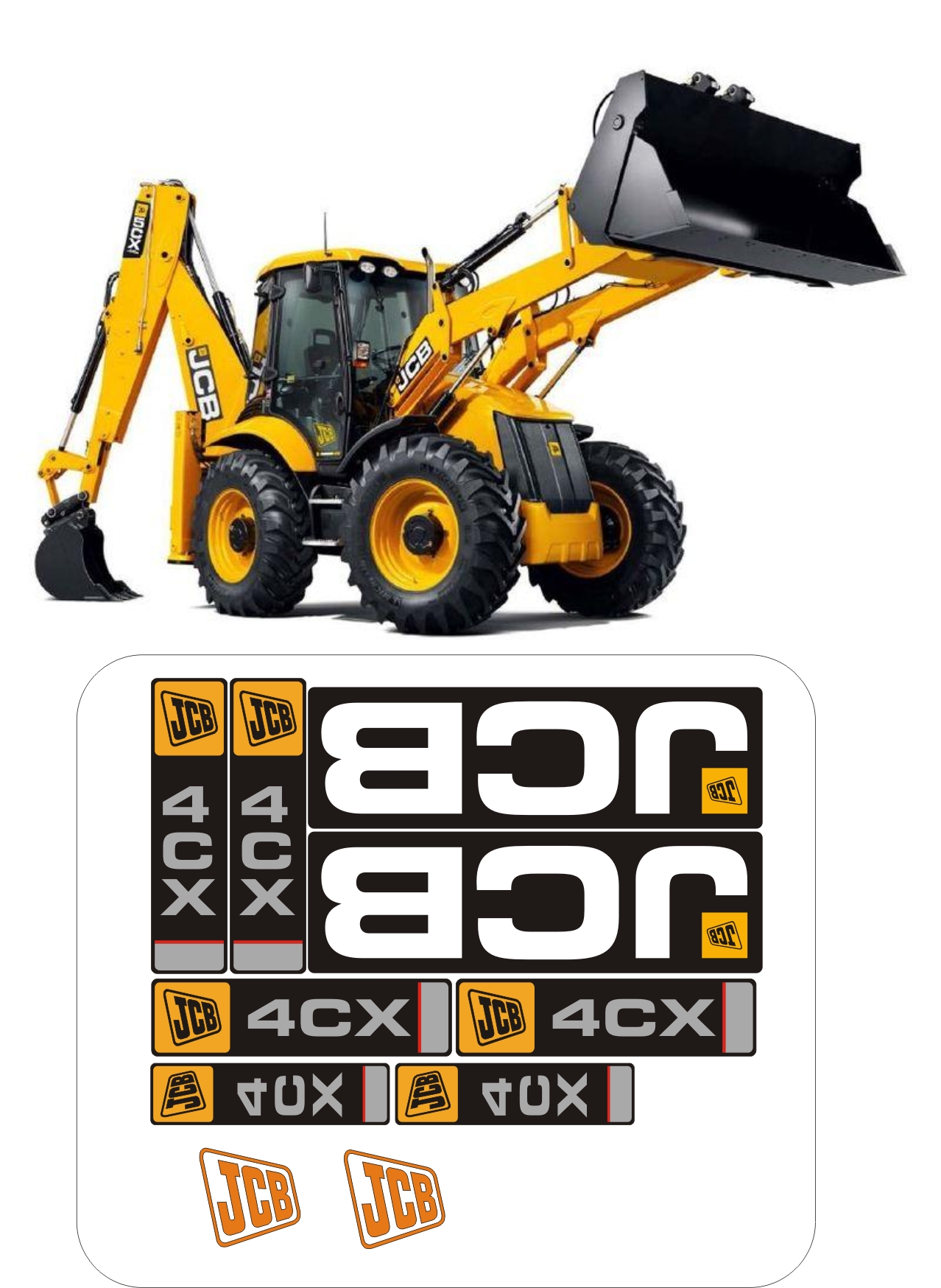 Nálepka s nálepkou JCB 4 CX