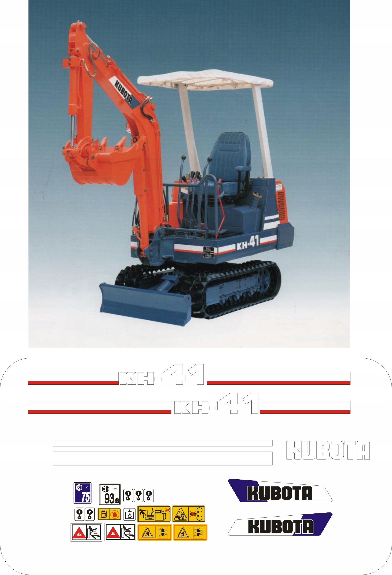 Kubota KH 41 1991 nálepky nálepky