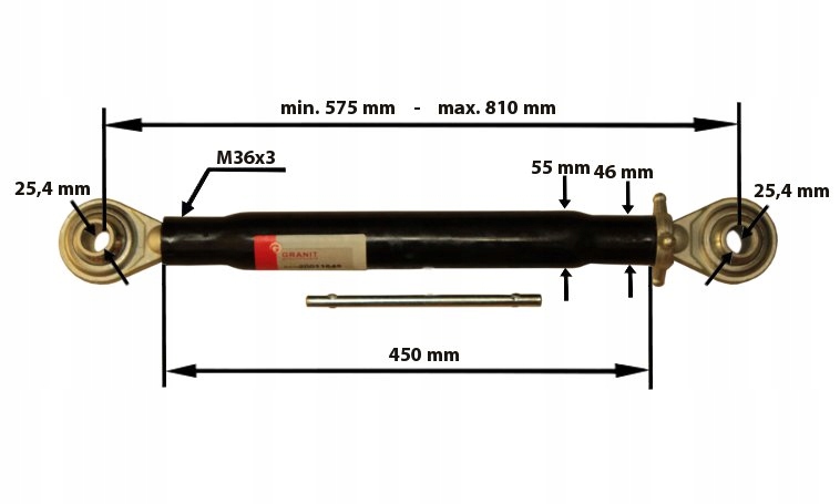 STREDNÝ SPOJKA 575-810mm M36x3.0 KAT. 2-2