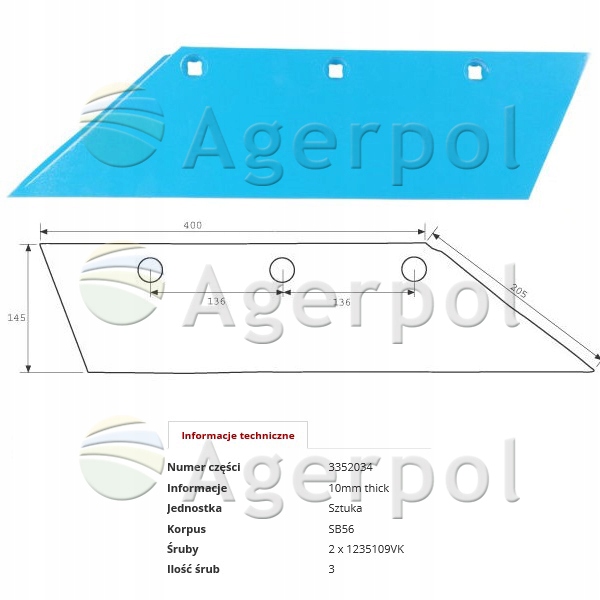 Blade left lemken 20 "3352035
