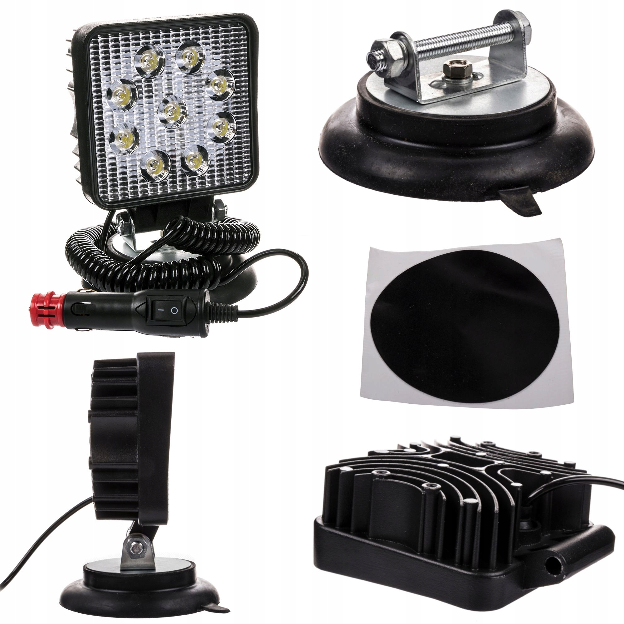 Pracovná lampa 9 Led 27W 12V 24V pripevnená pomocou magnetu