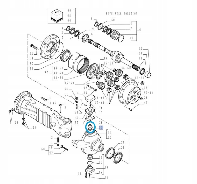 Horný čap ložiska nápravy New Holland LM 84
