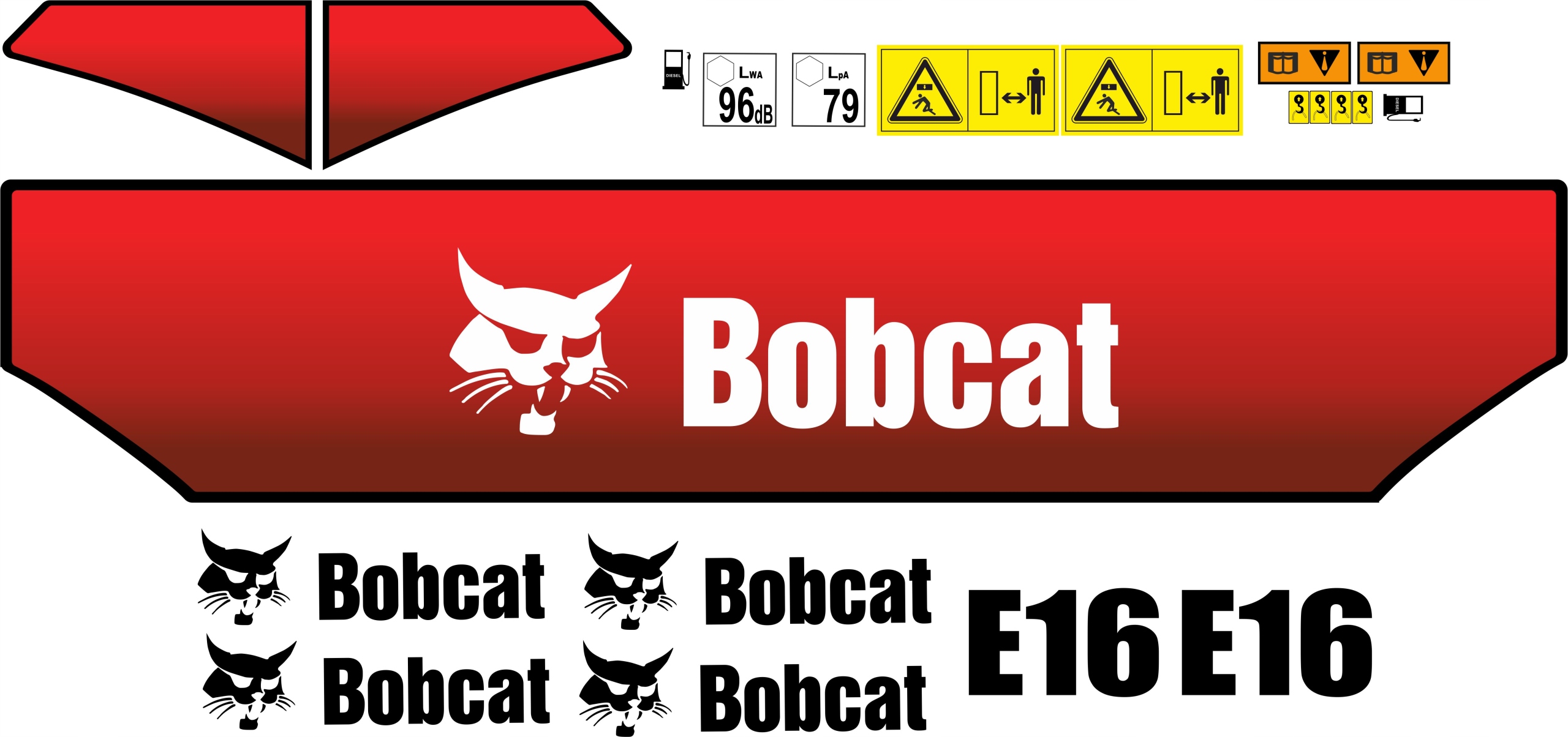 NÁLEPKY BOBCAT E16 LAMINOVANÝ MINI RÝPADLO