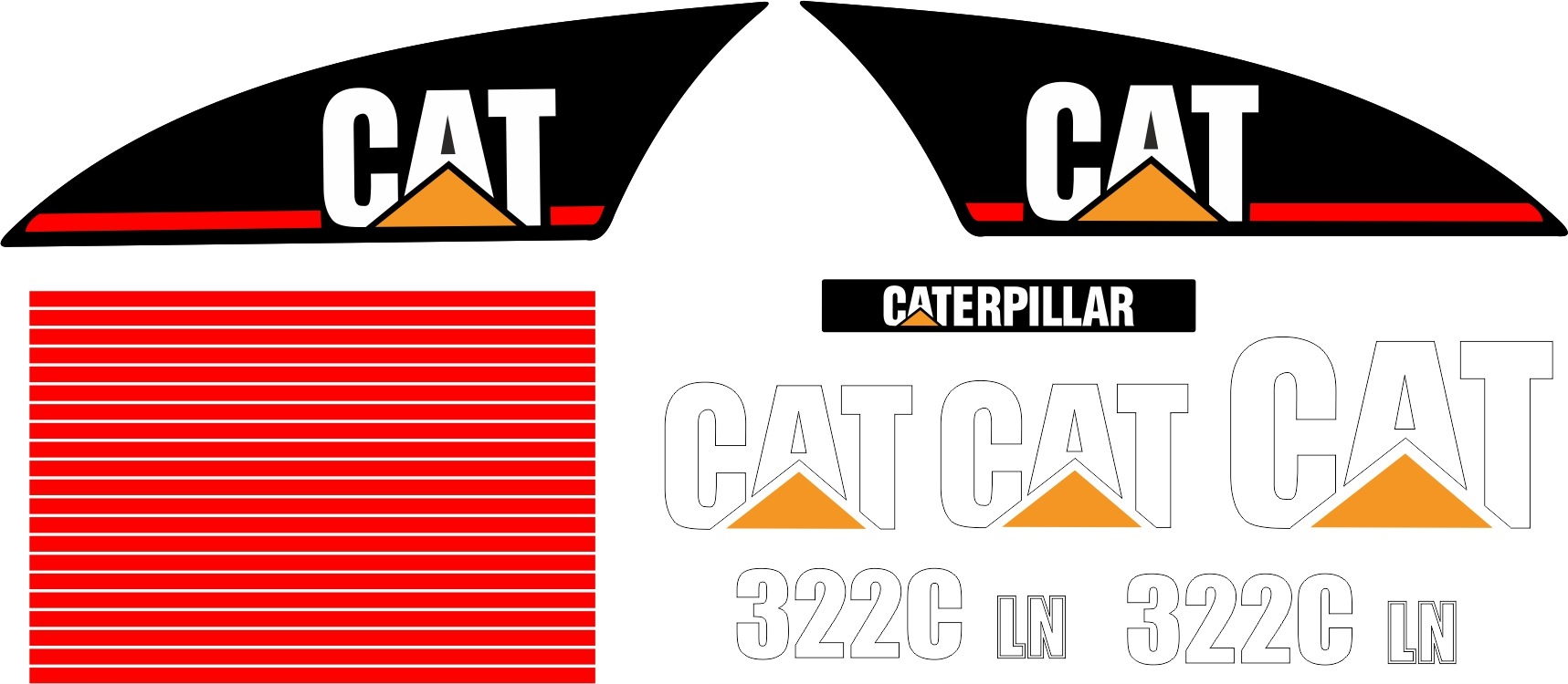NÁLEPKY CAT 322C LN CATERPILLAR 322CLN RÝPADLO