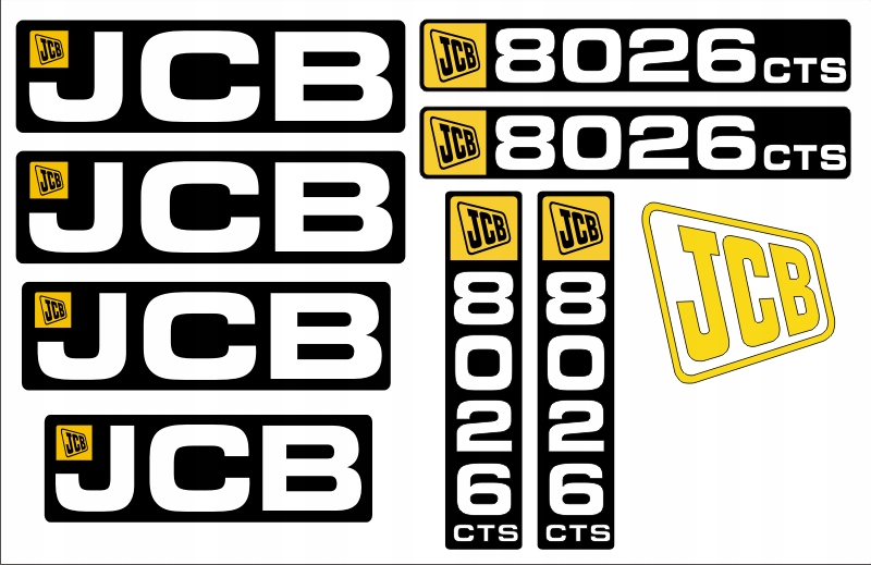 NÁLEPKY NÁLEPKY rýpadlo JCB 8026 CTS + piktogramy