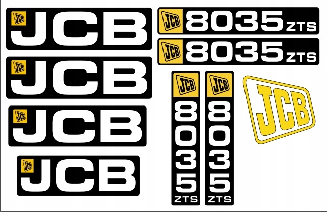 NÁLEPKY rýpadlo JCB 8035 ZTS + piktogramy