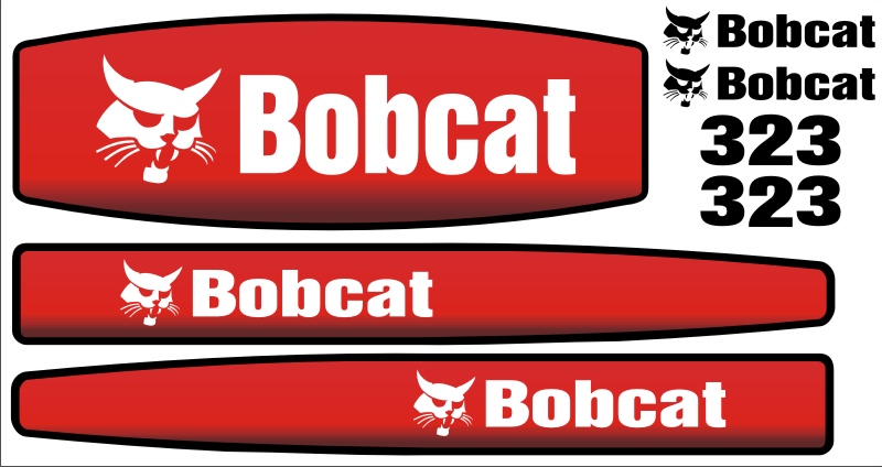 NÁLEPKY mini rýpadlo BOBCAT 323 + piktogramy