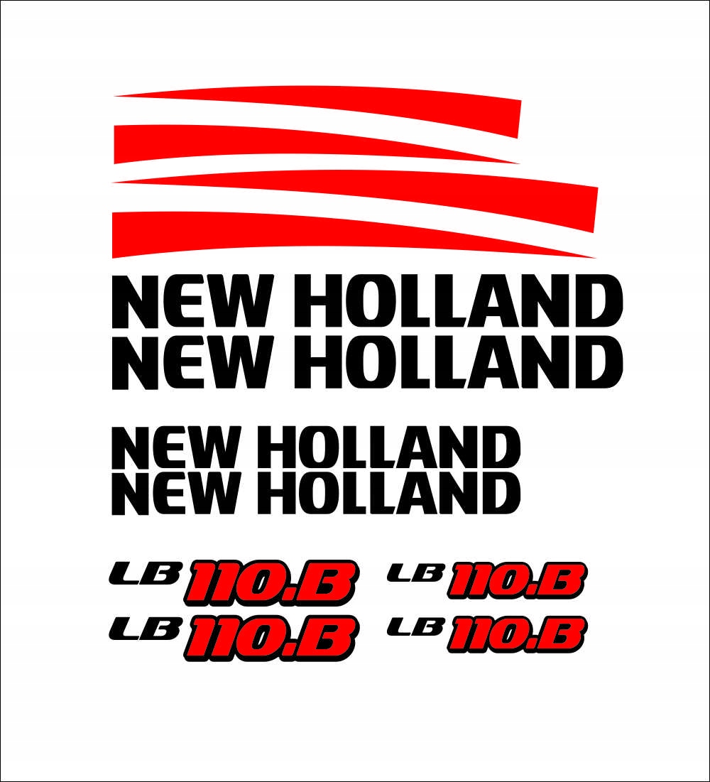 Logo s nálepkami na rýpadle New Holland LB 110