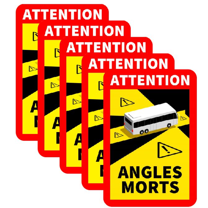 Nálepka AUTOBUS BUS ANGLES MORTS, sada 5 ks