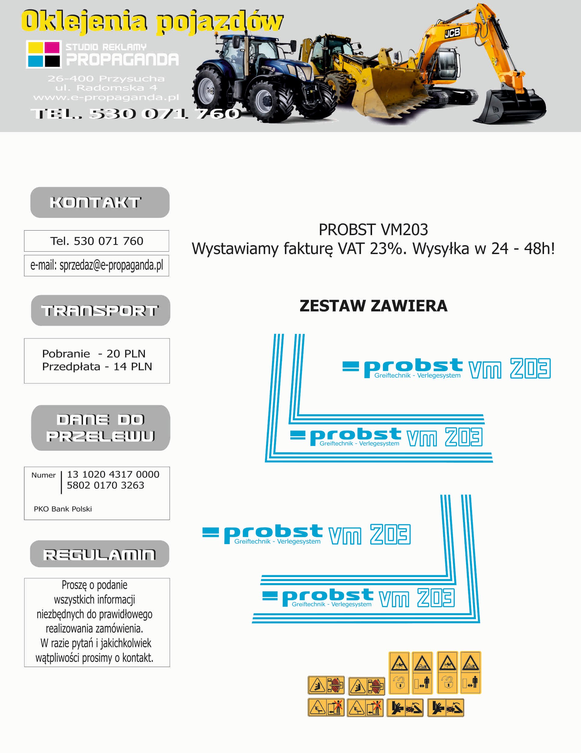 Probst VM203 sticker