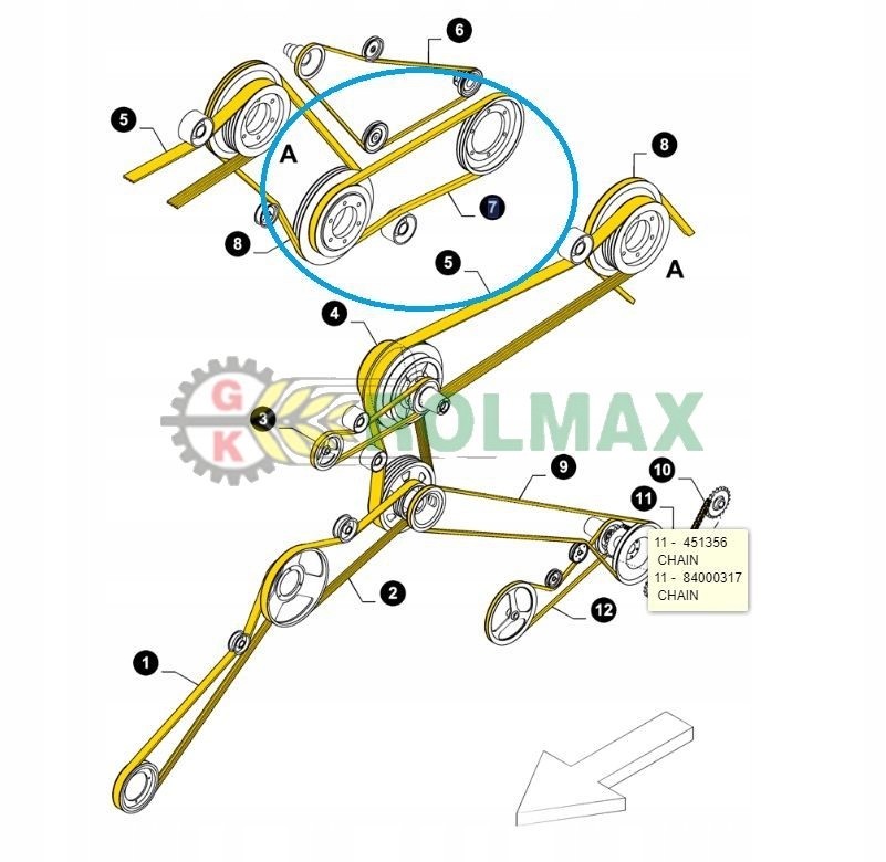 Hnací remeň pre rezačku New Holland TX 84004443