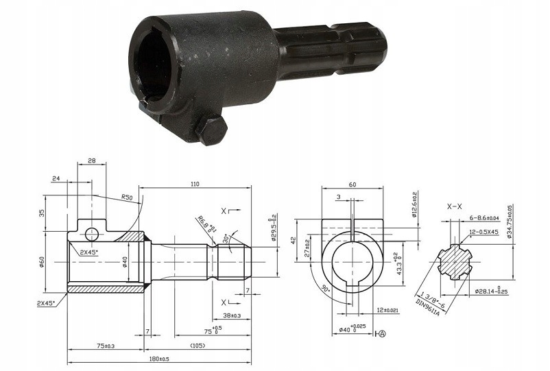 PTO ZNÍŽENIA Hriadeľa 1 1/8 Z6 FI 40MM
