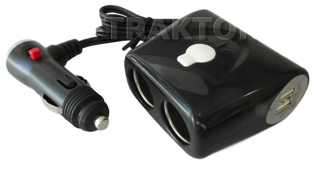 Rozdeľovač zásuviek cigaretového zapaľovača + 2x USB so zámkom