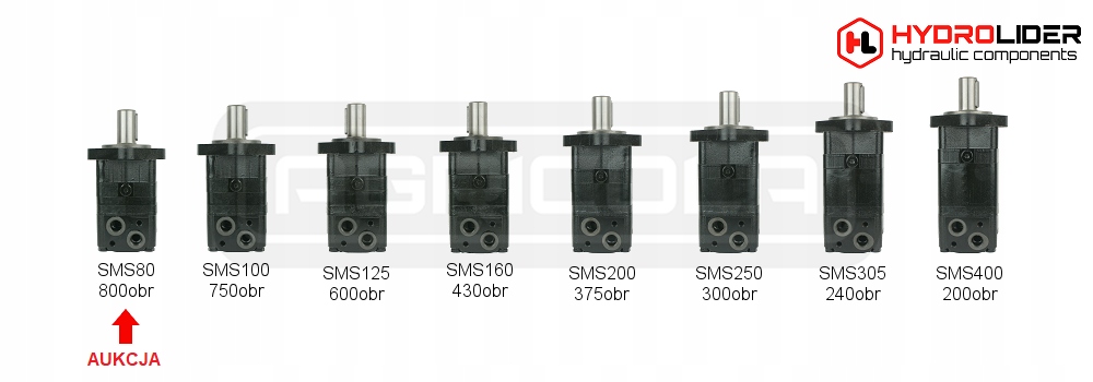 Hydraulický motor typ sms 80 v súprave s montážnou doskou uhlový 90°