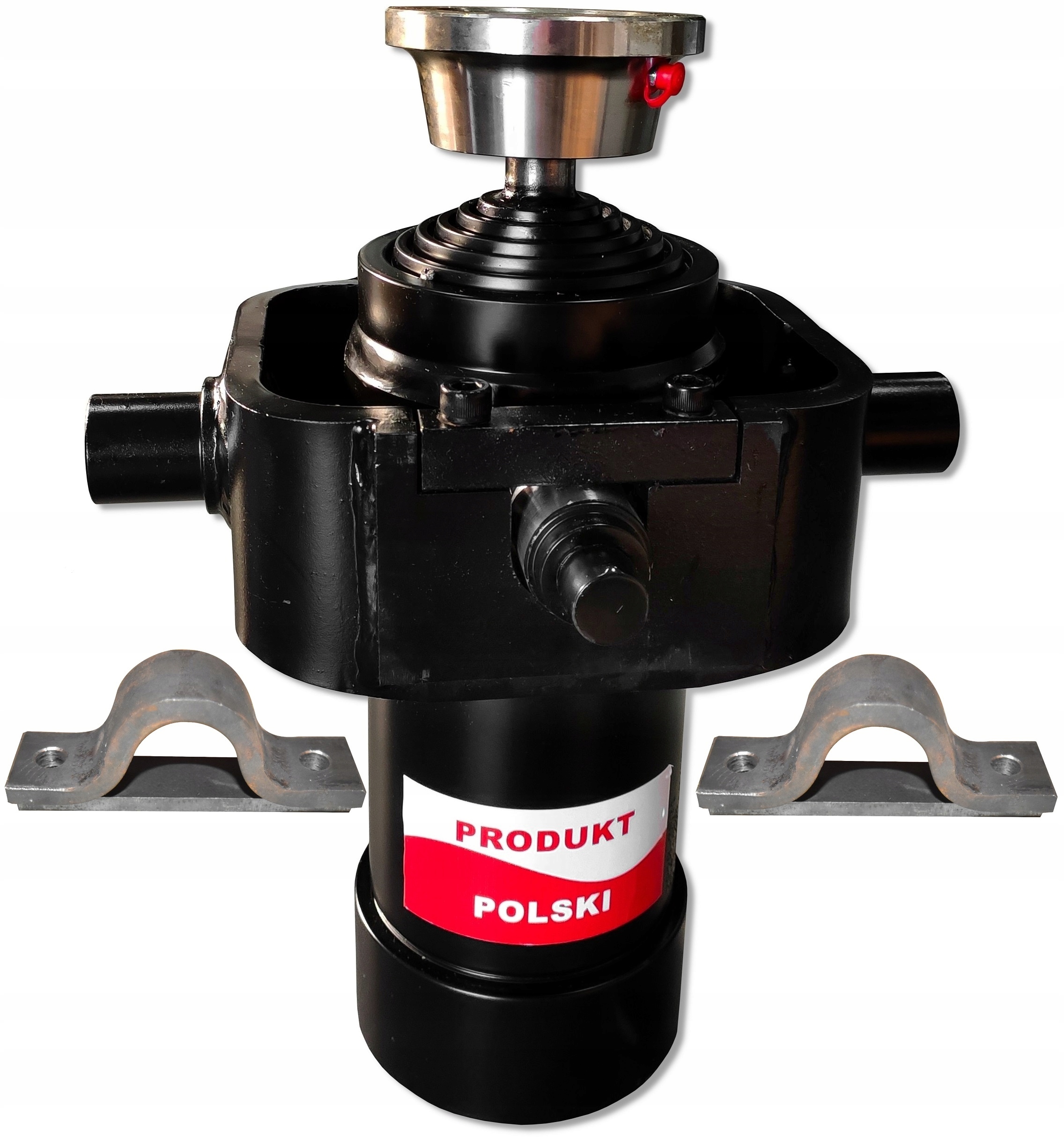 Poľský hydraulický valec so zdvihom 1200 mm vrátane zásuvky, kolísky a dvoch držiakov Fi 40mm