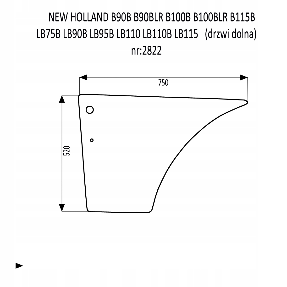 SKLENENÉ DVERE NEW HOLLAND B / LB 75 90 100 110 115