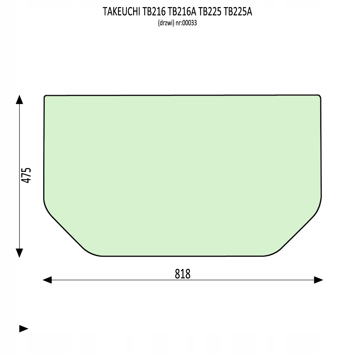 DOLNÉ ČELNÉ SKLO TAKEUCHI TB216 TB225 2014-