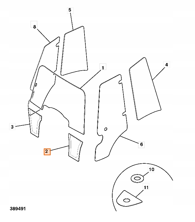 DOLNÉ ČELNÉ SKLO LEVÉ JCB 3CX 4CX P21 02+
