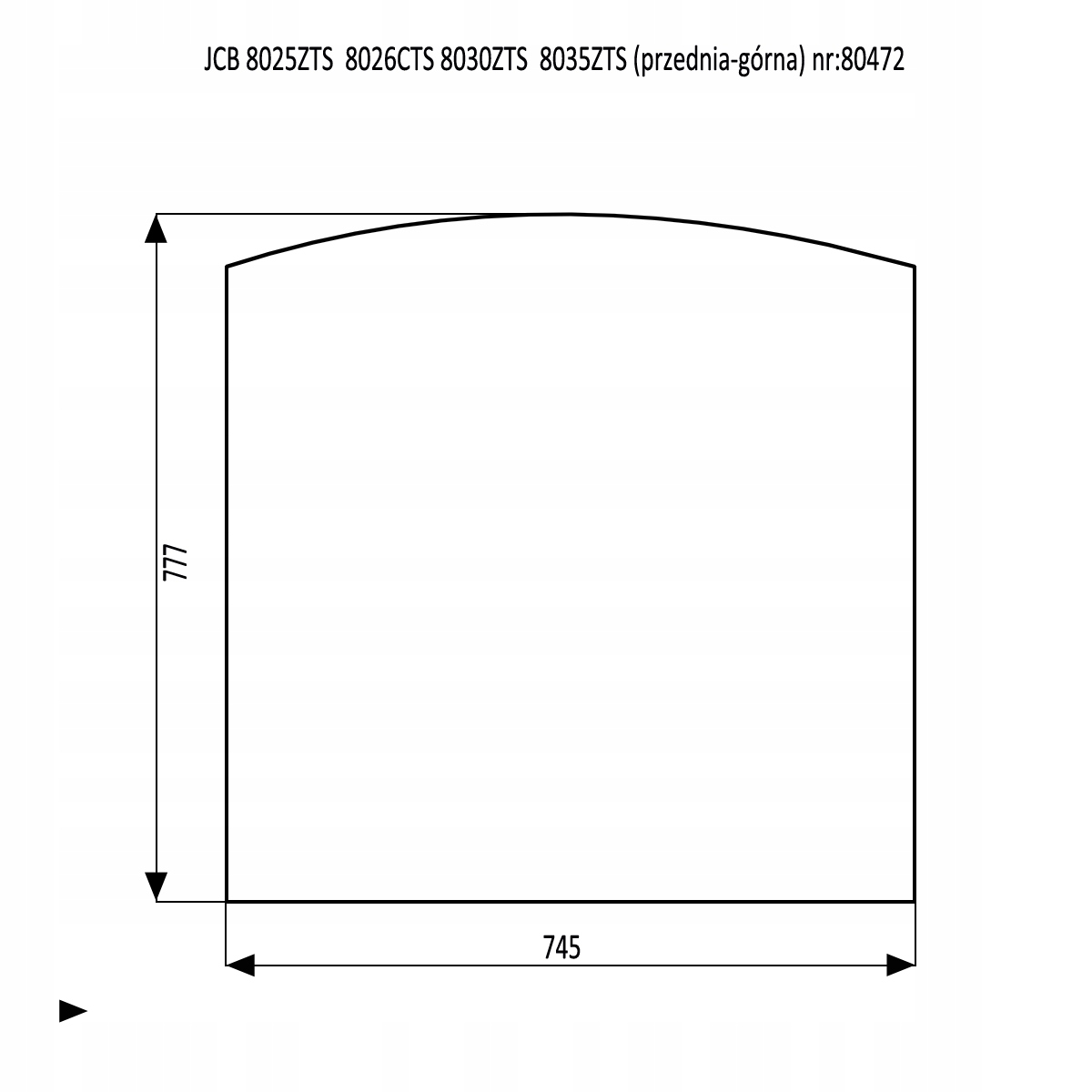 ČELNÉ SKLO HORNÉ JCB 8025 8026 8030 8035 ZTS