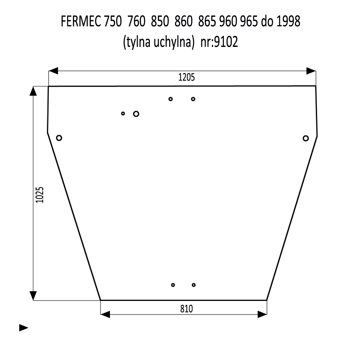 ZADNÉ OKNO FERMEC 750 760 850 860 960 do roku 1998