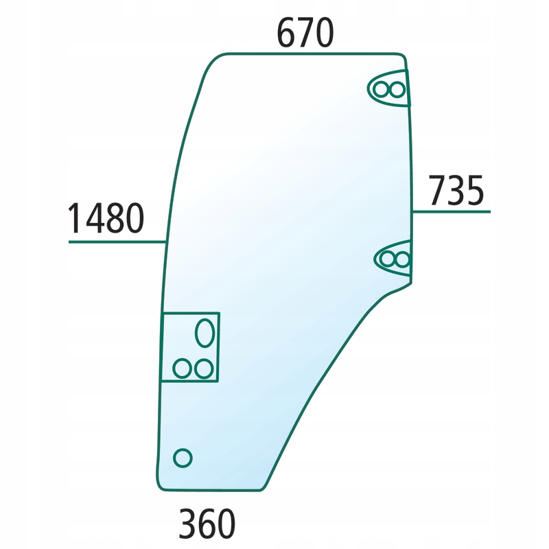 Sklenené CASE JX 55 60 65 70 7580 dvere PRAVÉ