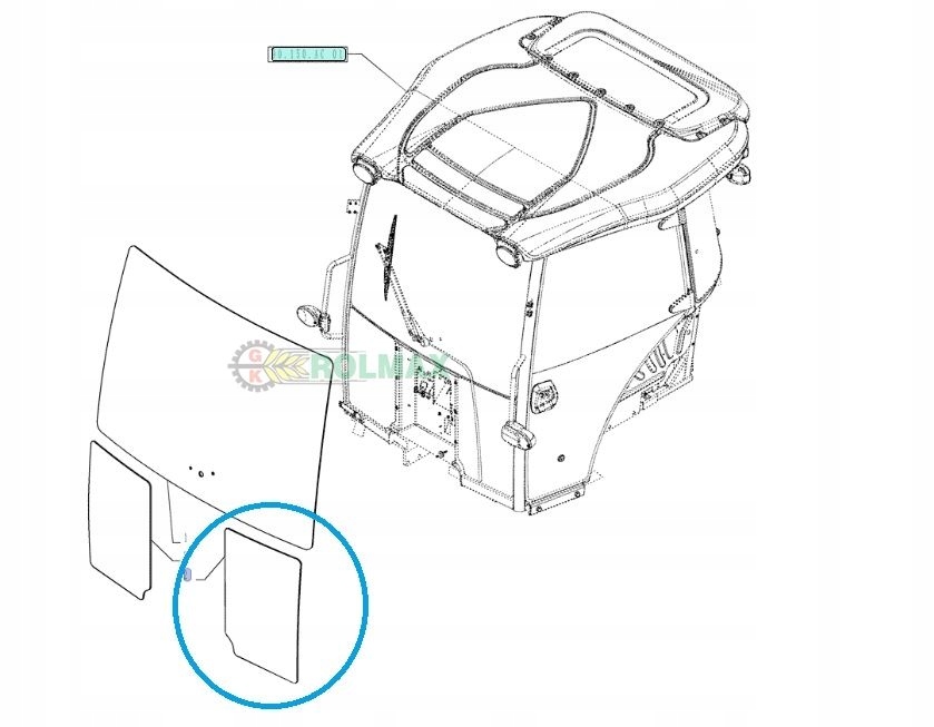 Spodné okno predné New Holland TD5 84396388
