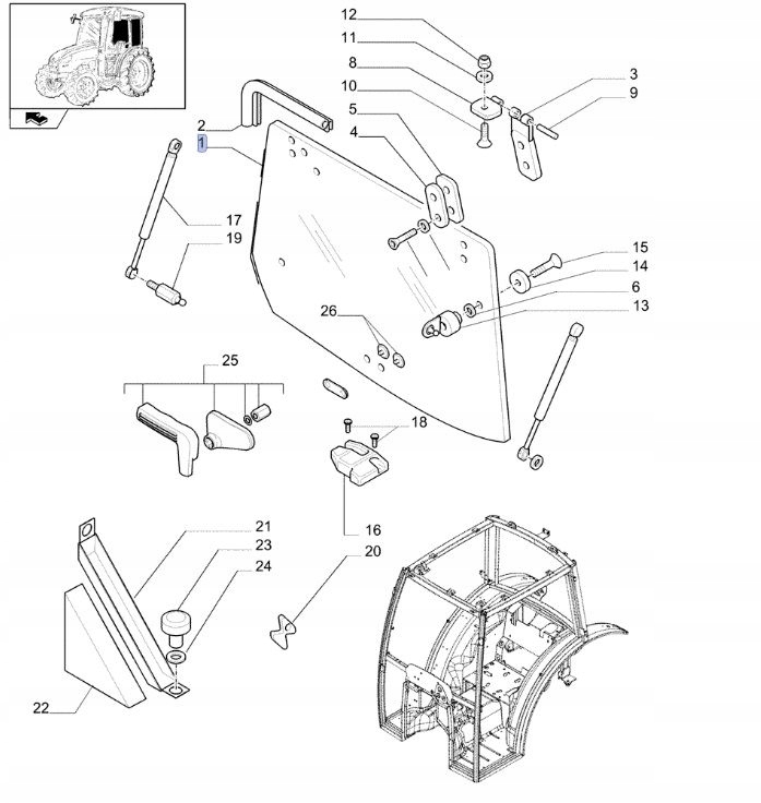 New Holland T3000 87290878 zadné okno