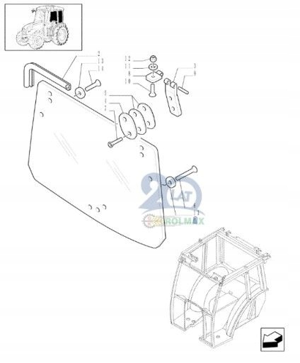 New Holland T3000 9977606 zadné okno