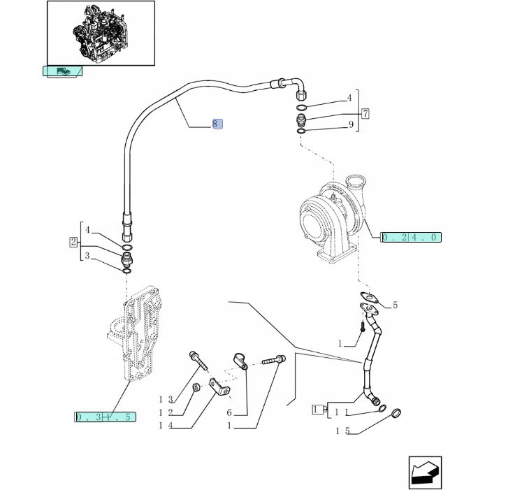 Turbínová hadica New Holland T4 T5000 504087327