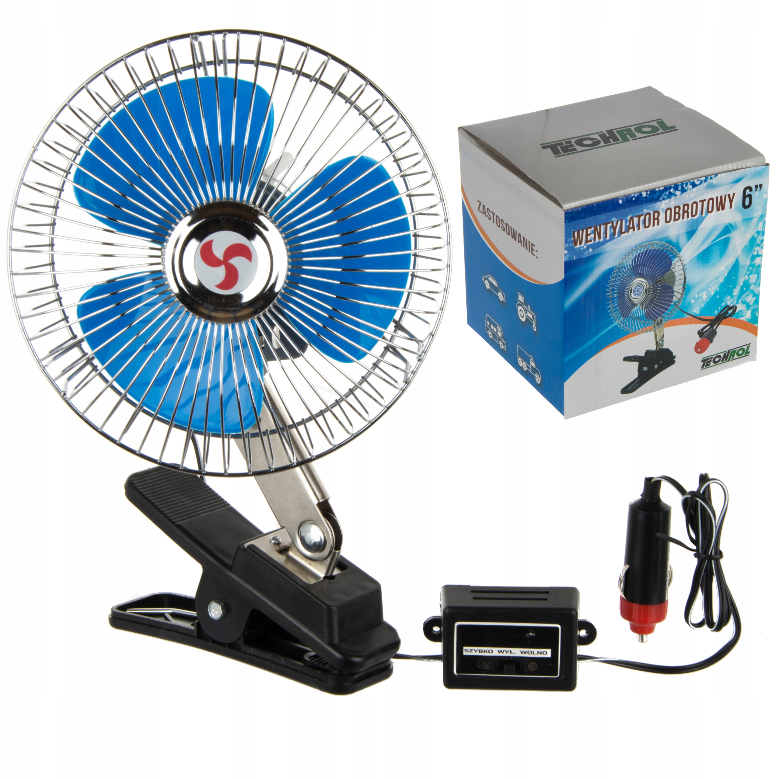 Rotačný ventilátor s klipom 12V 6 "