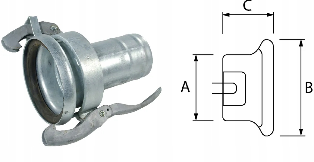 Spojka na sudy s 6" upínaním na hadicu 127 mm