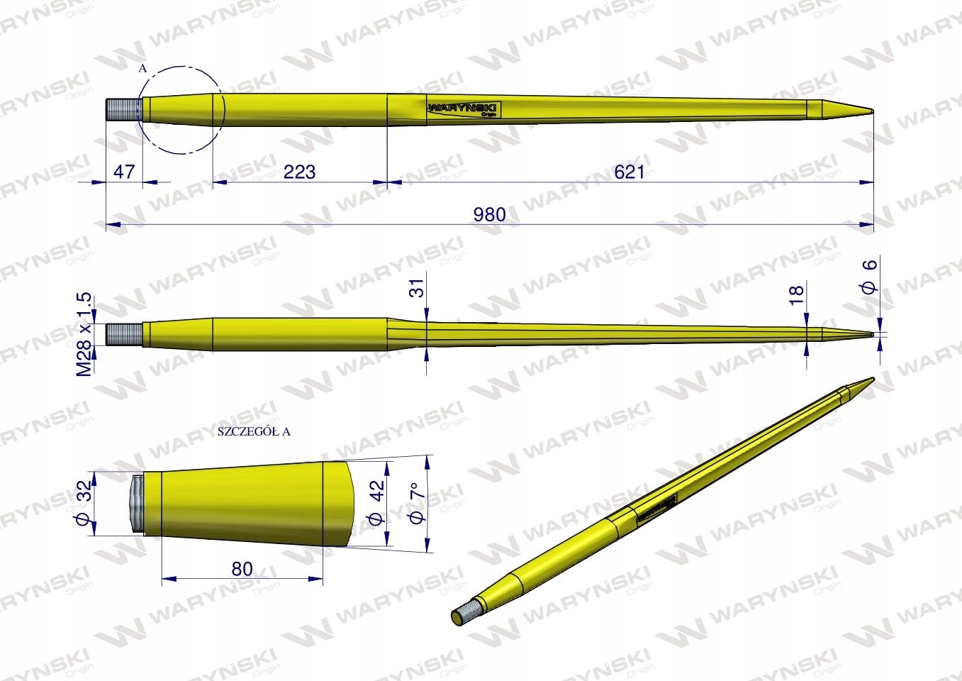 HEAVY univerzálny zub nakladača L-980mm VARYŃSKI